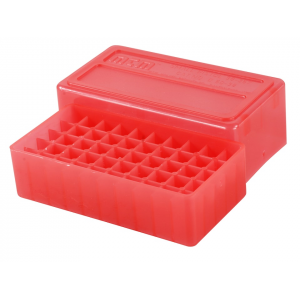 MTM Slip Top Ammo Box Square-Hole 38 Special, 357 Magnum 50-Round Red - Mtm