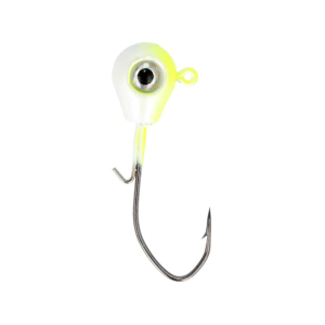 Eagle Claw Lazer Sharp Pro-V Tear Drop 1/2oz Round Ball Jighead Chartreuse/White - Eagle Claw