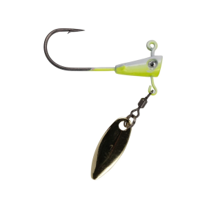 Crappie Magnet Fin Spin 1/8oz Underspin Jighead White/Chartreuse
