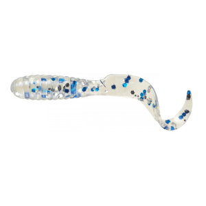 Mister Twister Teenie Curly Tail 2" Grub Shiny Pearl Blue/Silver Flake 20PK - Mister Twister