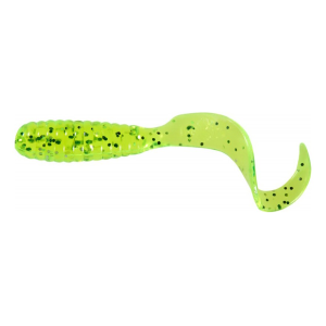 Mister Twister Teenie Curly Tail 2" Grub Chartreuse/Silver Flake 20PK - Mister Twister