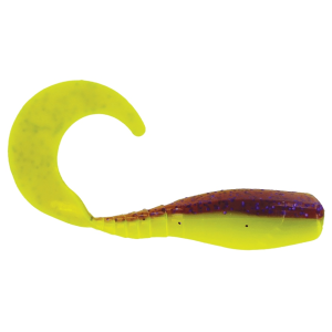 BIG BITE BAITS Curly Tail Crappie Minnr Grub Purple Glitter/Opaque Cht