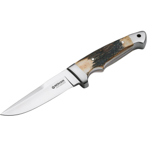 Boker Knives Vollintegral 2.0 Fixed Blade Knife 4.65" Drop Point 440C Satin Blade Stag Handle Bone - Boker Knives