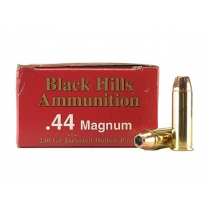 Black Hills 44 Remington Magnum Ammo 240 Grain Jacketed Hollow Point Case of 500 (10 Boxes of 50) - Black Hills