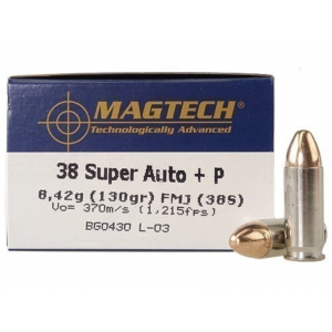 tech 38 Super P 130 Grain Full Metal Jacket Case Of 1000 (20 Boxes Of 50) Ammo