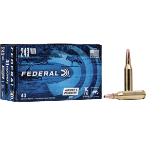 eral Varmint And Predator 243 Winchester 75 Grain Jacketed Hollow Point Case Of 200 (5 Boxes Of 40) Ammo