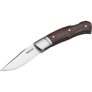 Boker Knives Boxer Pocket Knife 2.95" Clip Point Bohler N690 Satin Blade Desert Ironwood Handle Brown - Boker Knives