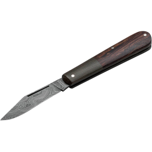 Boker Knives Barlow Integral Leopard Pocket Knife 2.64" Clip Point Damascus Blade Desert Ironwood Handle Brown - Boker Knives