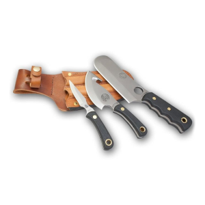 Knives of Alaska Triple Knife Combination Fixed Blade Knife Set D2 Tool Steel Blades SureGrip Handle Black - Knives Of Alaska