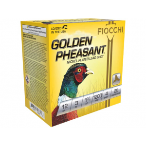 cchi Golden Pheasant 12 Gauge 3 #4 Nickel Plated Lead Shot 1-3/4 Oz Case Of 250 (10 Boxes Of 25) Ammo