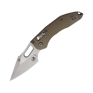 Microtech Stitch S/E Pocket Knife 3.7" Wharncliffe Bohler M390MK Stonewashed Blade Fluted G-10 Handle Tan - Microtech