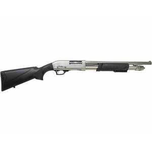 Iver Johnson PAS 12 Pump 12 Gauge Shotgun 18" Nickel Barrel Black Pistol Grip - Iver Johnson