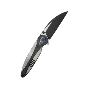 WE Knife Zenthra Pocket Knife 3.3" Wharncliffe Bohler M390 Black Stonewash Blade Titanium Handle Black - We Knife