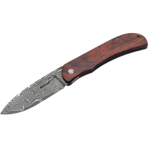 Boker Knives Exskelibur I Pocket Knife 3.54" Drop Point Damascus Blade Cocobolo Handle Wood - Boker Knives