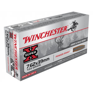 chester Super X 7.62x39mm 123 Grain Winchester Power-Point Jacketed Soft Point Case Of 200 (10 Boxes Of 20) Ammo