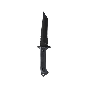 Skallywag Tactical Riptide Fixed Blade Knife 6.35" Partially Serrated Tanto Point D2 Black PVD Blade G-10 Handle Black - Skallywag Tactical