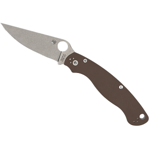 Spyderco Military 2 Sprint Run Pocket Knife 4" Clip Point CPM 15V Satin Blade G-10 Handle Brown - Spyderco