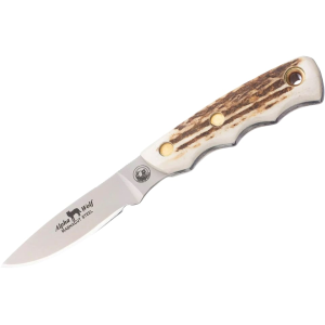 Knives of Alaska Alpha Wolf Fixed Blade Knife 3" Drop Point CPM MagnaCut Bead Blasted Blade Stag Handle - Knives Of Alaska