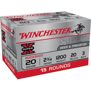 chester Super X 20 Gauge 2-3/4 #3 Buckshot 20 Pellets Case Of 150 (10 Boxes Of 15) Ammo