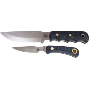 Knives of Alaska Bush Camp/Cub Bear Combo Fixed Blade Knife Set Rubber Handles Black with Bush Camp Knife, Cub Bear Caping Knife and Leather Sheath - Knives Of Alaska
