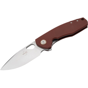 Boker Knives Little Friend Pocket Knife 3.09" Drop Point CPM S35VN Satin Blade G-10 Handle Burgundy - Boker Knives