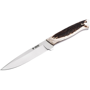 Boker Knives Relincho Stag Fixed Blade Knife 5.04" Drop Point Bohler N695 Satin Blade Stag Handle Bone - Boker Knives