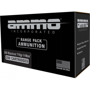 AMMO Inc. Range Pack 300 Aac Blackout (7.62x35mm) AMMO 110 Grain Hornady V-max Polymer Tip Box Of 200 Bulk 818778023141 182402
