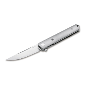 Boker Knives Mini Kwaiken Flipper Pocket Knife 2.99" Drop Point 440C Stainless Steel Blade Titanium Handle - Boker Knives