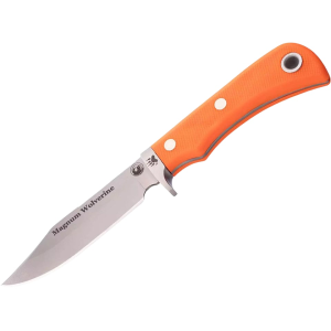 Knives of Alaska Magnum Wolverine Fixed Blade Knife 4.5" Clip Point D2 Bead Blasted Blade SureGrip Handle Orange