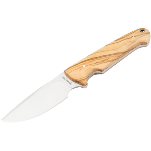 Boker Knives Vultur Fixed Blade Knife 3.86" Drop Point ACX 390 Satin Blade Olive Wood Handle Brown - Boker Knives