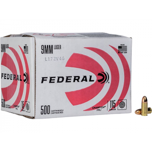 eral Champion 9mm Luger 115 Grain Full Metal Jacket Box Of 500 Bulk Ammo