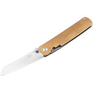Boker Knives Tenshi Pocket Knife 2.68" Modified Tanto VG-10 Satin Blade Brass Handle - Boker Knives