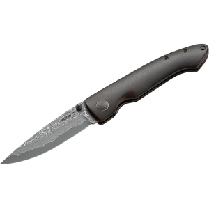 Boker Knives Damascus Gent I Pocket Knife 3.23" Drop Point Damascus Blade Ebony Wood Handle Black - Boker Knives