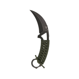 SOG Gambit XL Fixed Blade Knife 4" Karambit AUS-10 Black Stonewash Blade Cord Wrapped Handle Green - Sog