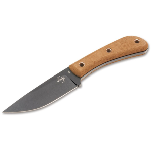 Boker Knives Little Rok Fixed Blade Knife 4.09" Drop Point SK-85 Black Blade Micarta Handle Brown - Boker Knives
