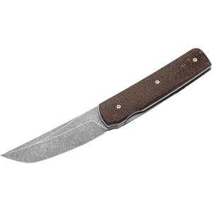 Boker Knives Sanjo Pocket Knife 3.39" Tanto Point VG-10 Black Stonewash Blade Micarta Handle Brown - Boker Knives