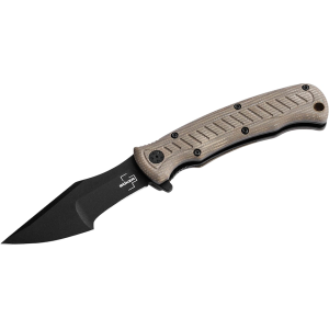 Boker Knives Micro Tracker Pocket Knife 3.12" Clip Point 154CM Black PVD Blade Micarta Handle Brown - Boker Knives