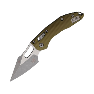 Microtech Stitch S/E Pocket Knife 3.7" Wharncliffe Bohler M390MK Apocalyptic Blade Fluted Aluminum Handle OD Green - Microtech