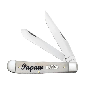 Case Trapper Pocket Knife 3.27" Clip and Spey Point Tru-Sharp Mirror Polished Blade Bone Handle Natural - Case