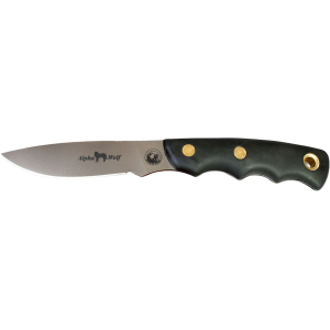 Knives of Alaska Alpha Wolf Fixed Blade Knife 3.75" Drop Point D2 Bead Blasted Blade Rubber Handle Black - Knives Of Alaska
