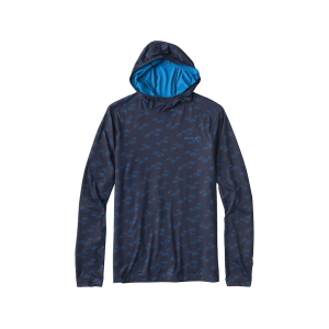 ORVIS Men's Sun Defense Printed Hoodie True Navy/Permit Medium