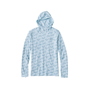 ORVIS Men's Sun Defense Printed Hoodie Blue Mist Tarpon Large
