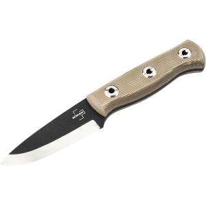 Boker Knives Vigtig 2.0 Fixed Blade Knife 3.54" Drop Point 1095 Black Blade Micarta Handle Tan - Boker Knives