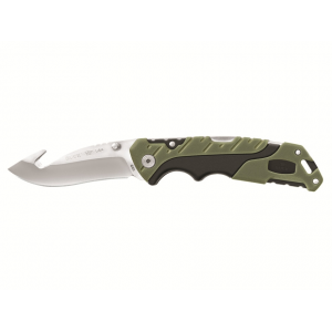 Buck Knives 660 Pursuit Pocket Knife 3.5" Partially Serrated Drop Point with Gut Hook 420HC Satin Blade Nylon Handle Black/Green