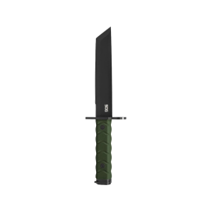 SOG BAR15T Tanto Bayonet Fixed Blade Knife 7.1" Tanto Point AUS-8 Black PVD Blade G-10 Handle OD Green - Sog