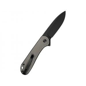 CIVIVI Button Lock Elementum II Pocket Knife 2.96" Drop Point Nitro-V Black Stonewash Blade Aluminum Handle Gray - Civivi