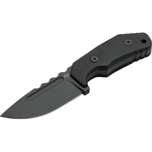 Boker Knives Little Dvalin Fixed Blade Knife 3.15" Drop Point D2 Black Titanium Blade G-10 Handle Black - Boker Knives