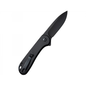 CIVIVI Button Lock Elementum II Pocket Knife 2.96" Drop Point Nitro-V Black Stonewash Blade G-10 Handle Black - Civivi