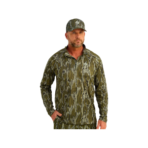 NOMAD Men's Mirage Quarter Zip Shirt Mossy Oak Bottomland Large
