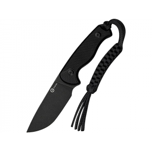 CIVIVI Timberbark Fixed Blade Knife 3.2" Drop Point Sandvik 14C28N Black Stonewash Blade G-10 Handle Black - Civivi